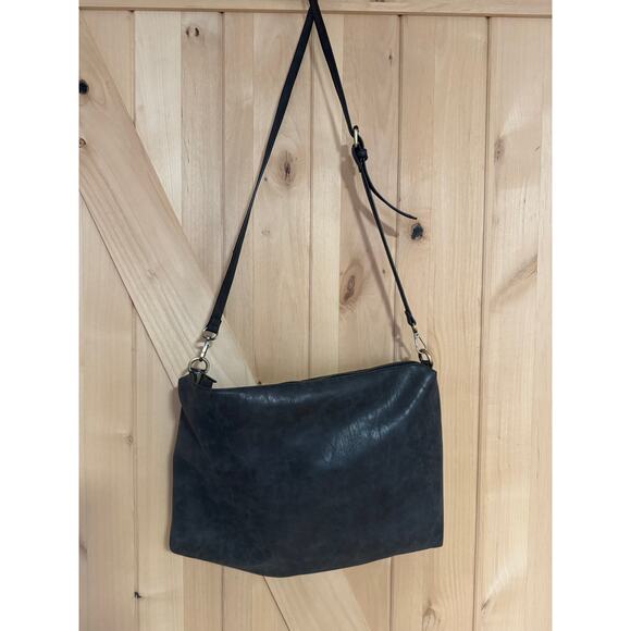 Joy Susan | Black Distressed Vegan Leather Large Crossbody Bag - Picture 4 of 11